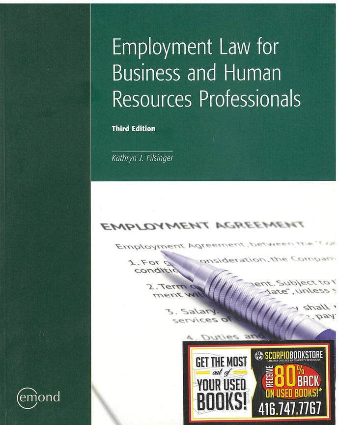 Employment Law for Business 3rd Edition by Kathryn J Filsinger 9781552395950 (USED:VERYGOOD) *AVAILABLE FOR NEXT DAY PICK UP* *c25