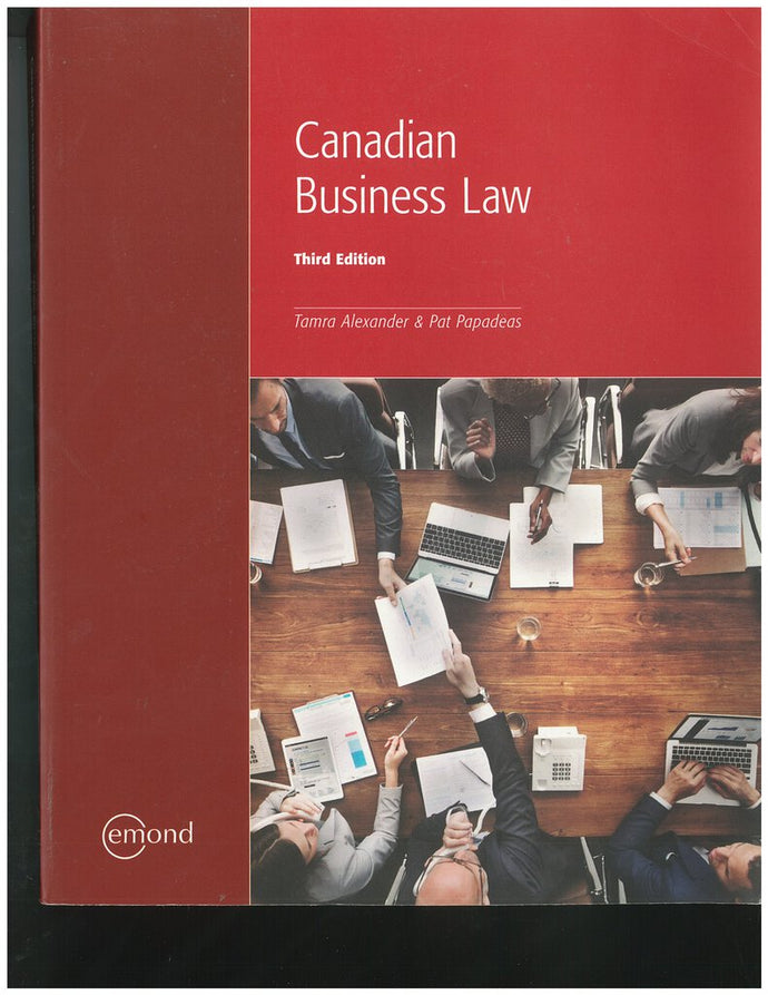 Canadian Business Law 3rd edition by Alexander 9781772552812 (USED:VERYGOOD) *142d