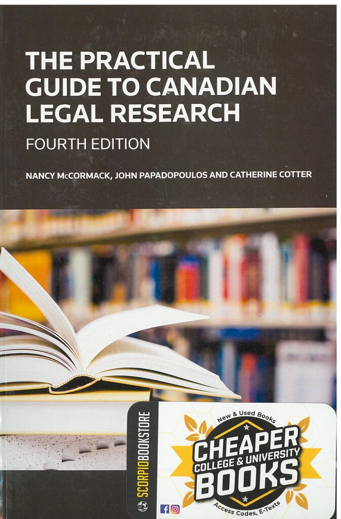 *PRE-ORDER, APPROX 4-6 BUSINESS DAYS* Practical Guide to Canadian Legal Research 4th edition by McCormack 9780779864997 [ZZ]