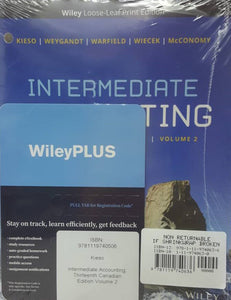 Intermediate Accounting 13th Canadian edition Volume 2 with WileyPLUS Next Gen Card and Loose-Leaf Set Multi-Semester 9781119740636 *112g