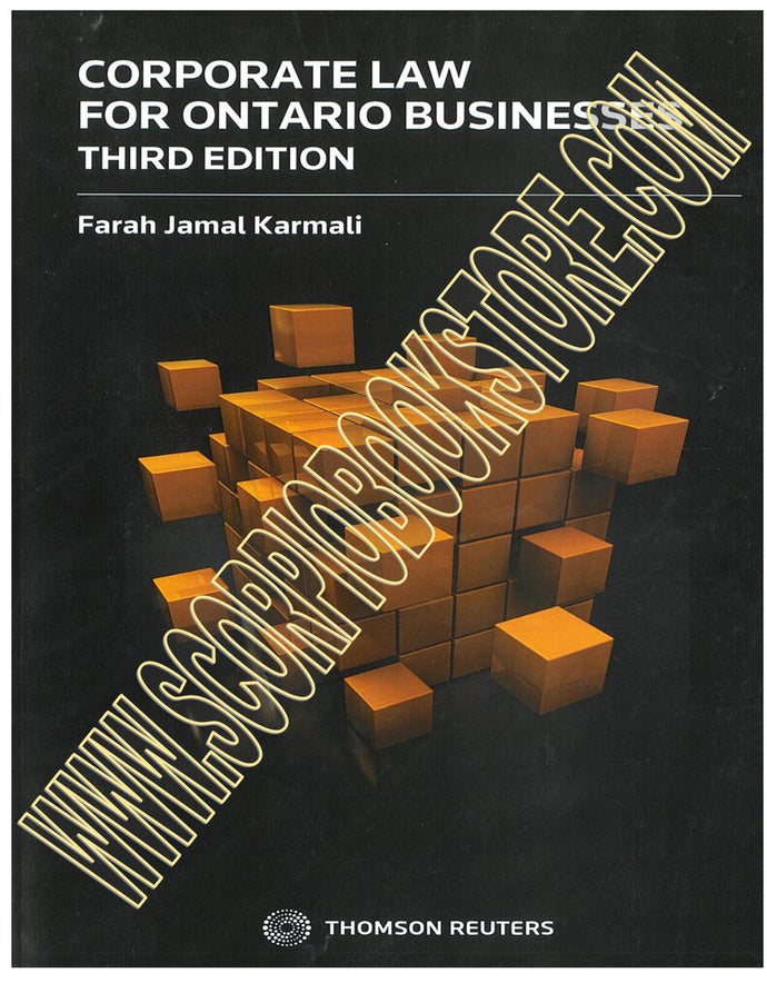 Corporate Law for Ontario Businesses 3rd Edition by Karmali TEXTBOOK ONLY 9781668717714 *FINAL SALE* *88f [ZZ]