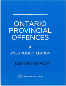 Ontario Provincial Offences 2020 Pocket Edition 9780779890323 (USED:ACCEPTABLE; stains, rip on back cover) *AVAILABLE FOR NEXT DAY PICK UP* *w200