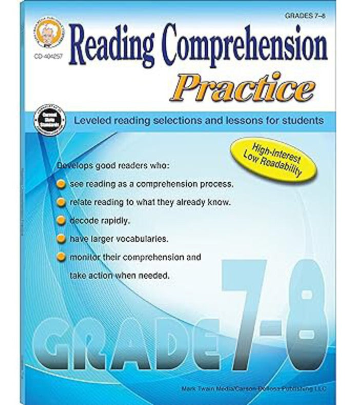 Reading Comprehension Practice Grades 7-8 by Janet P. Sitter 9781622236367 (USED:GOOD; markings) *139f [ZZ]