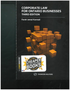 Corporate Law for Ontario Businesses with Workbook 3rd edition by Karmali 9781668717738 *FINAL SALE* *88g [ZZ]