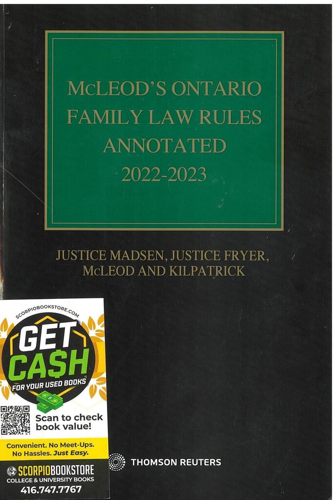 McLeod's Ontario Family Law Rules Annotated 2022-2023 by Justice Madsen 9781668739525 (USED:VERYGOOD) *T21 [ZZ]