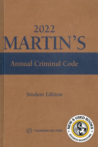 2022 Martin's Annual Criminal Code Student Edition 9781731984753 *FINAL SALE* *82f *SAN