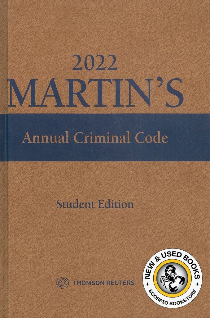 2022 Martin's Annual Criminal Code Student Edition 9781731984753 *FINAL SALE* *82f *SAN