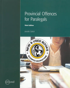 Provincial Offences for Paralegals 3rd Edition by Jennifer Zubick 9781774621592 *142h [ZZ] *SAN