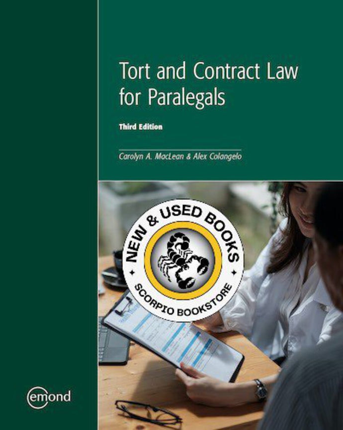 Tort and Contract Law for Paralegals / Legal Professionals 3rd Edition by Carolyn MacLean 9781774621738 *143c [ZZ] *SAN