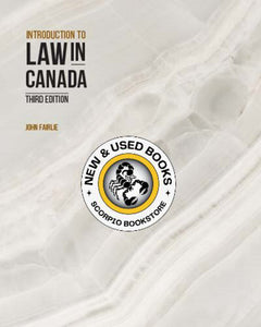 Introduction to Law in Canada 3rd Edition by John Fairlie 9781774623381 (USED:VERYGOOD; minor highlights) *143f