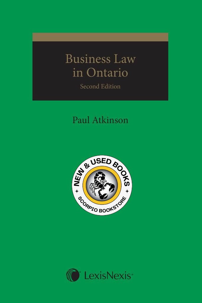 Business Law in Ontario 2nd Edition by Paul Atkinson 9780433490579 (USED:VERYGOOD) *AVAILABLE FOR NEXT DAY PICK UP* *Z330