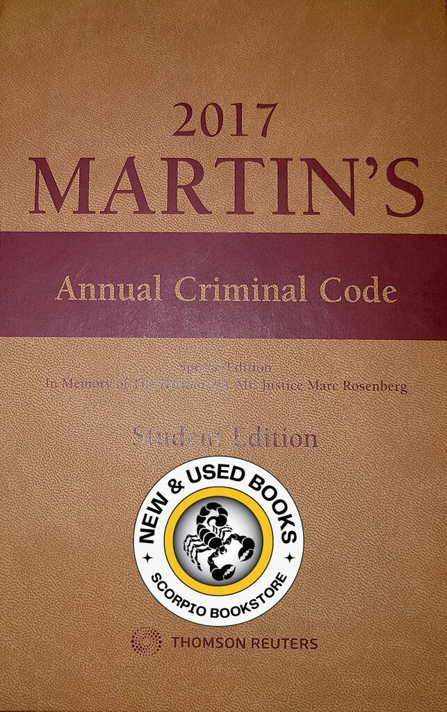 Martin's Annual Criminal Code 2017 Student Edition with CD Greenspan 9780888049360 (USED:VERYGOOD) *D28