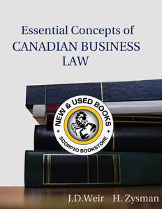 Essential Concepts of Canadian Business Law 2nd Edition by J. D. Weir 9781777345136 (USED:VERYGOOD) *wall6