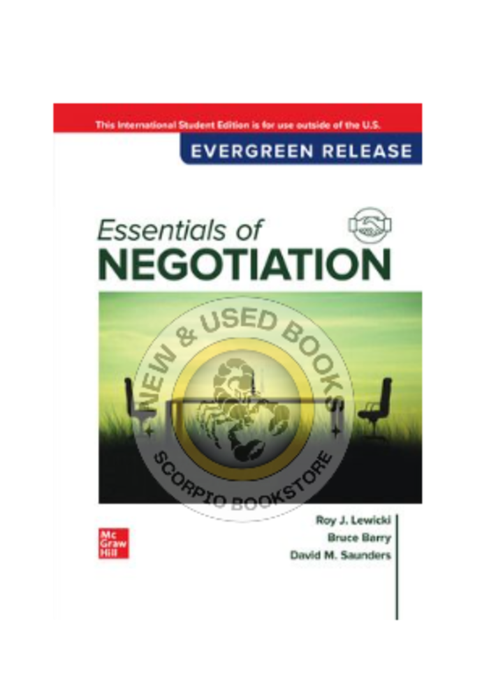 Essentials of Negotiation 4th Edition by Roy J. Lewicki 9781266913396 *115e [ZZ]