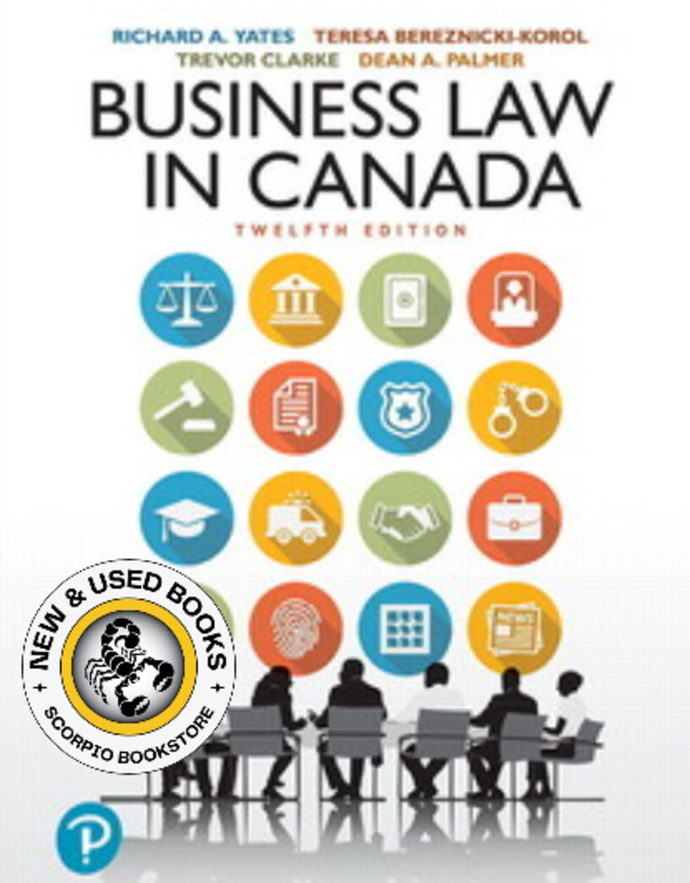 Business Law in Canada 12th Edition by Richard A. Yates 9780135306994 (USED:VERYGOOD) *101h