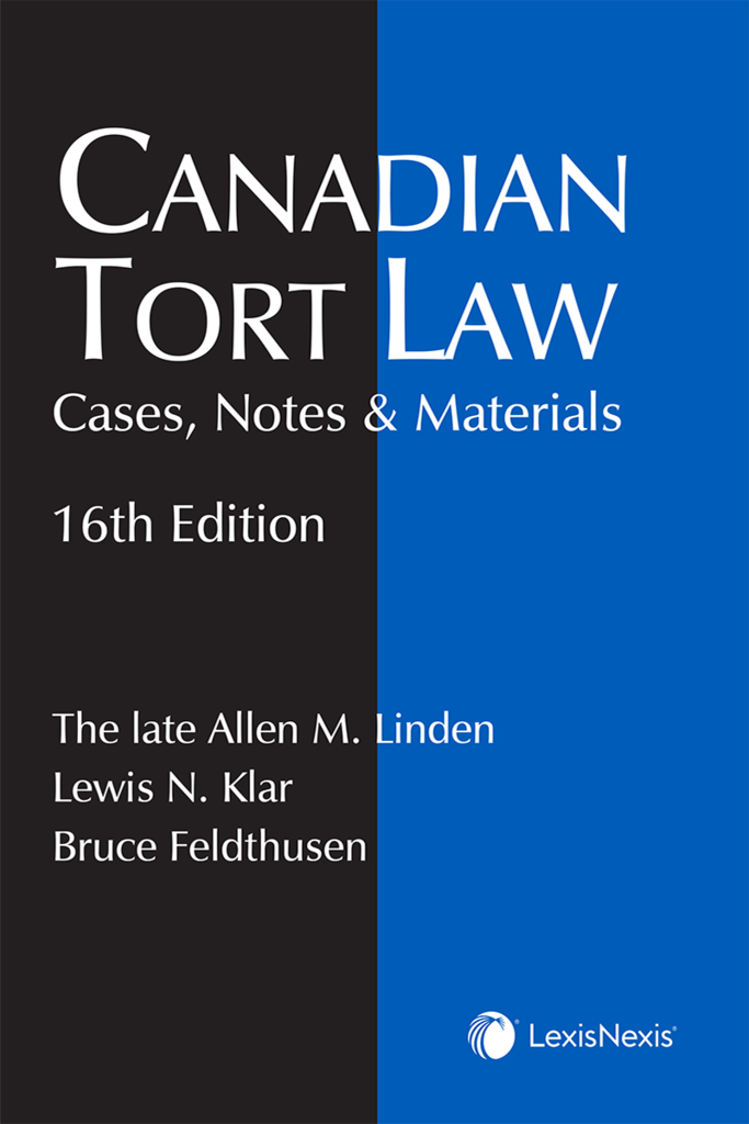 Canadian Tort Law Cases Notes Materials 16th edition by Linden 9780433514510 *85f [ZZ]