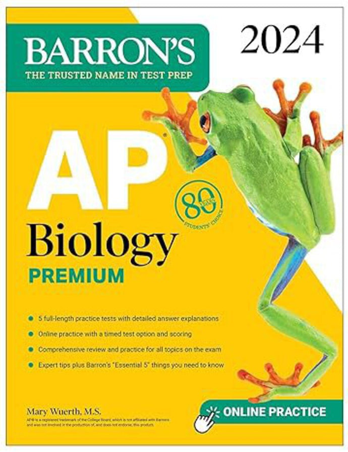 AP Biology Premium, 2024: 5 Practice Tests + Comprehensive Review + Online Practice 9781506287799 (USED:VERYGOOD) *A23 [ZZ]