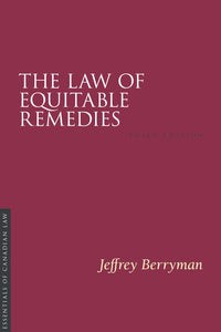 Law Of Equitable Remedies 3rd edition by Jeffrey Berryman 9781552217030 *85c *FINAL SALE* [ZZ]